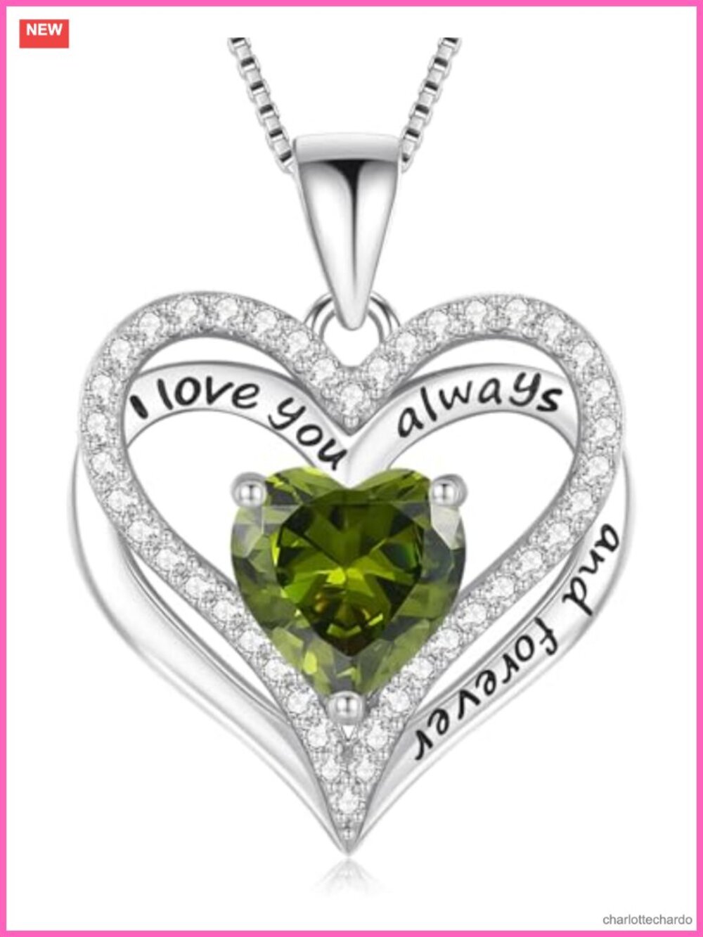 925 Silver Heart Pendant Necklace with Cubic Zirconia for Women